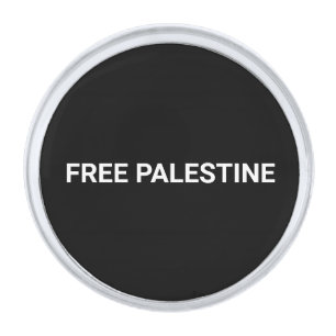 Free Palestine black white custom text minimalist Silver Finish Lapel Pin