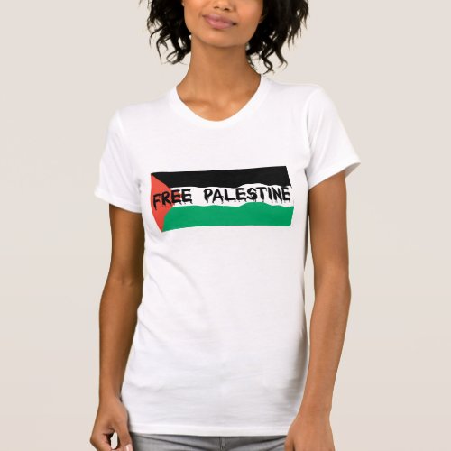 FREE PALESTINE BLOODY TEXT WAVY FLAG T_Shirt