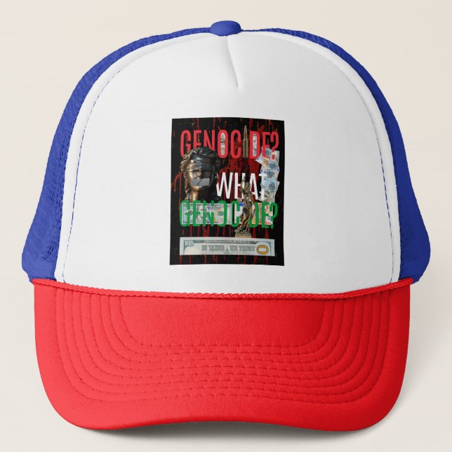 Free Palestine Cap| No To Genocide On Gaza  Trucker Hat (Front)