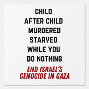 FREE PALESTINE Child Murdered Gaza Israel Genocide Sign