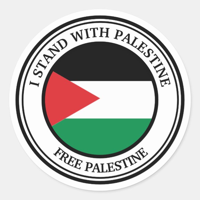 Free Palestine Classic Round Sticker (Front)