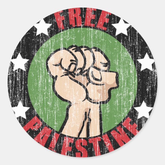 Free Palestine Classic Round Sticker (Front)