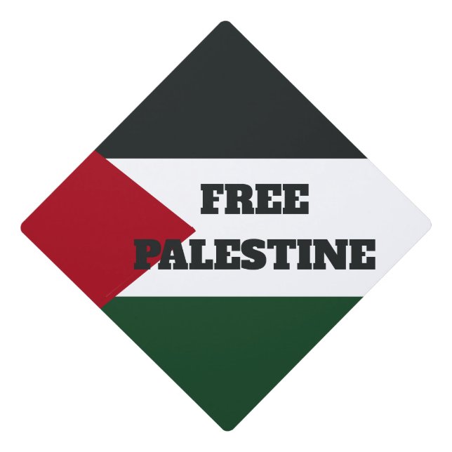 Free Palestine Custom Text – Palestinian Flag Grad Graduation Cap Topper (Front)