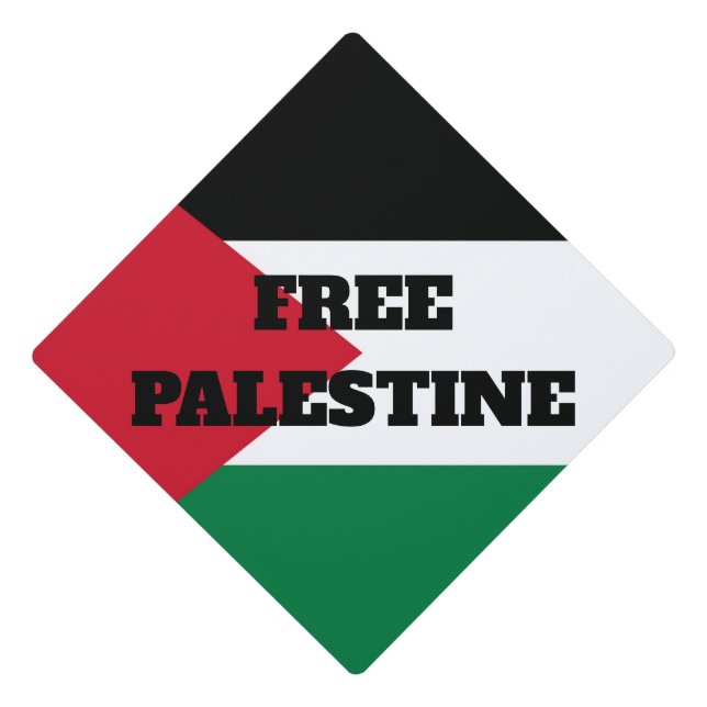 Free Palestine Custom Text – Palestinian Flag Graduation Cap Topper (Front)