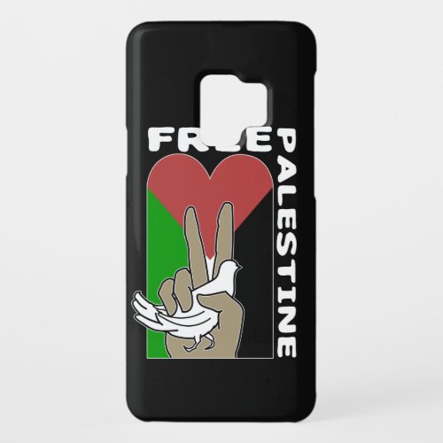 Free Palestine Dove Heart Peace Sign Black Case_Mate Samsung Galaxy S9 Case