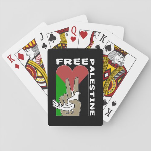 Free Palestine Dove Heart Peace Sign Poker Cards