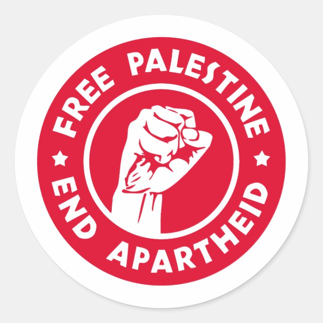Free Palestine End Apartheid Classic Round Sticker (Front)