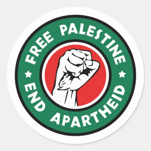 Free Palestine End Apartheid Classic Round Sticker