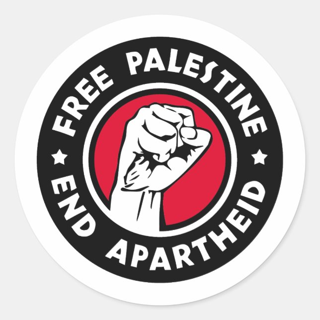 Free Palestine End Apartheid Classic Round Sticker (Front)