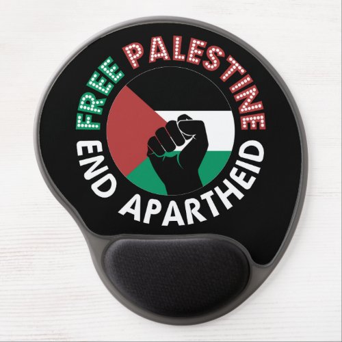 Free Palestine End Apartheid Flag Fist Black Gel Mouse Pad