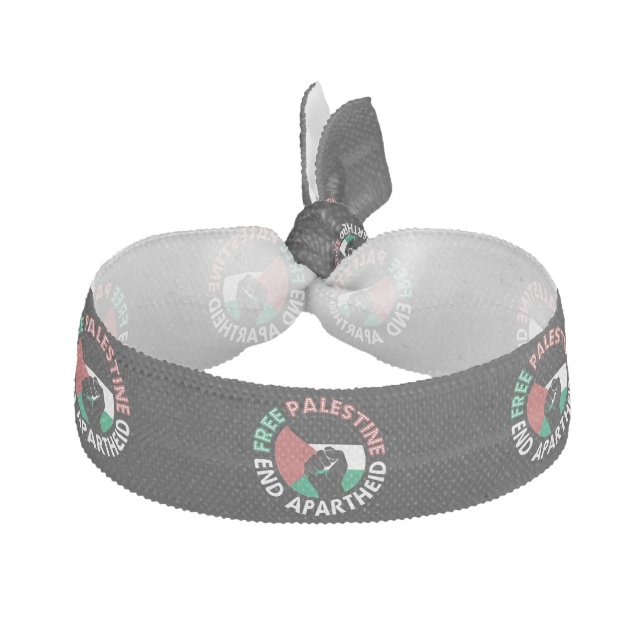 Free Palestine End Apartheid Flag Fist Black Hair Tie (Front)