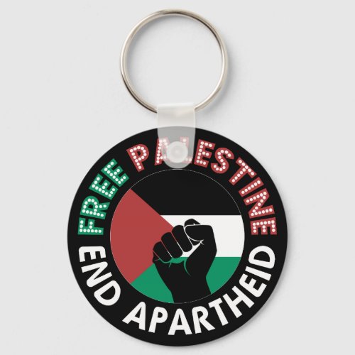 Free Palestine End Apartheid Flag Fist Black Keychain