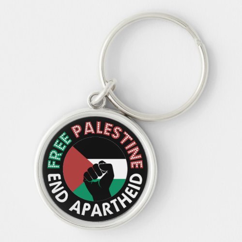 Free Palestine End Apartheid Flag Fist Black Keychain