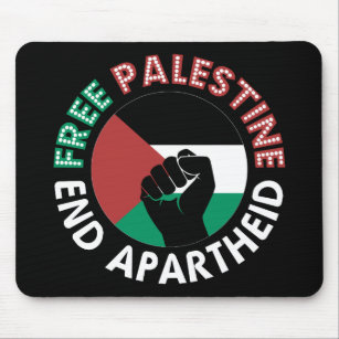 Free Palestine End Apartheid Flag Fist Black Mouse Pad