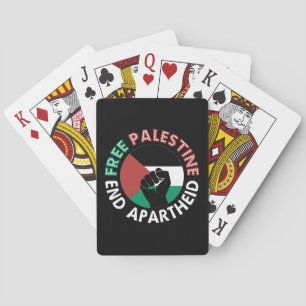 Free Palestine End Apartheid Flag Fist Black Poker Cards