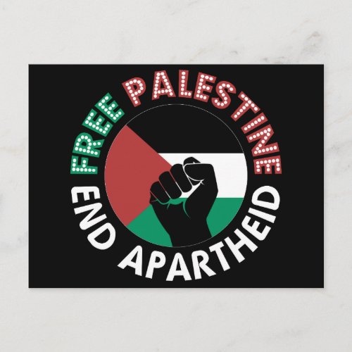 Free Palestine End Apartheid Flag Fist Black Postcard