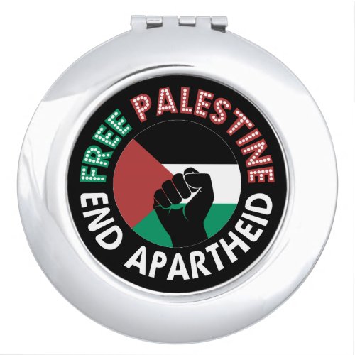 Free Palestine End Apartheid Flag Fist Black Vanity Mirror