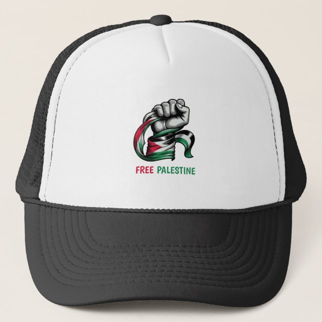 Free Palestine end apartheid Gaza Trucker Hat (Front)