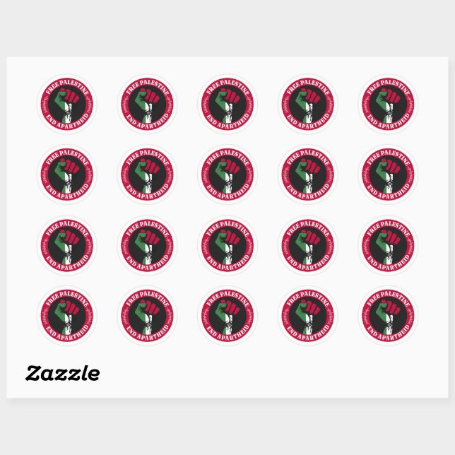 Free Palestine End Apartheid II Classic Round Sticker (Sheet)