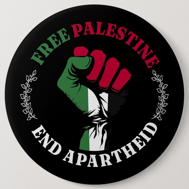 Free Palestine End Apartheid III Button (Front)