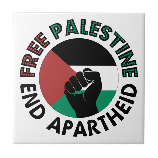 Free Palestine End Apartheid Palestine Flag Ceramic Tile (Front)
