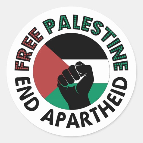 Free Palestine End Apartheid Palestine Flag Classic Round Sticker