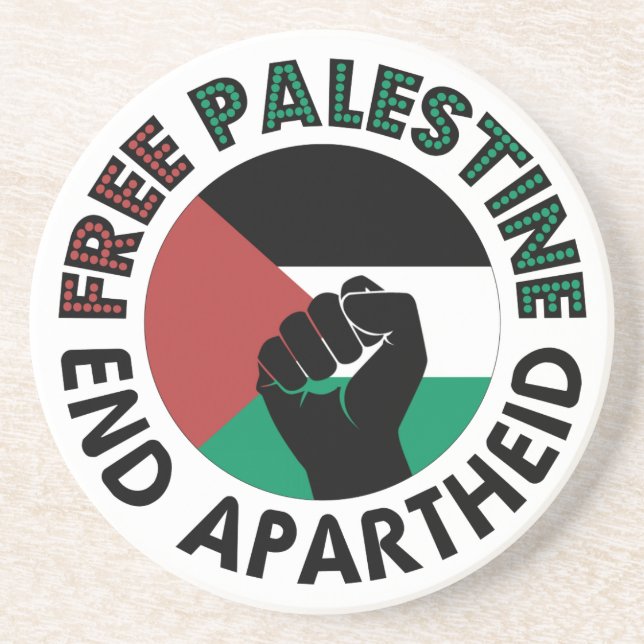Free Palestine End Apartheid Palestine Flag Coaster (Front)
