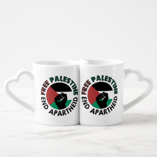 Free Palestine End Apartheid Palestine Flag Coffee Mug Set