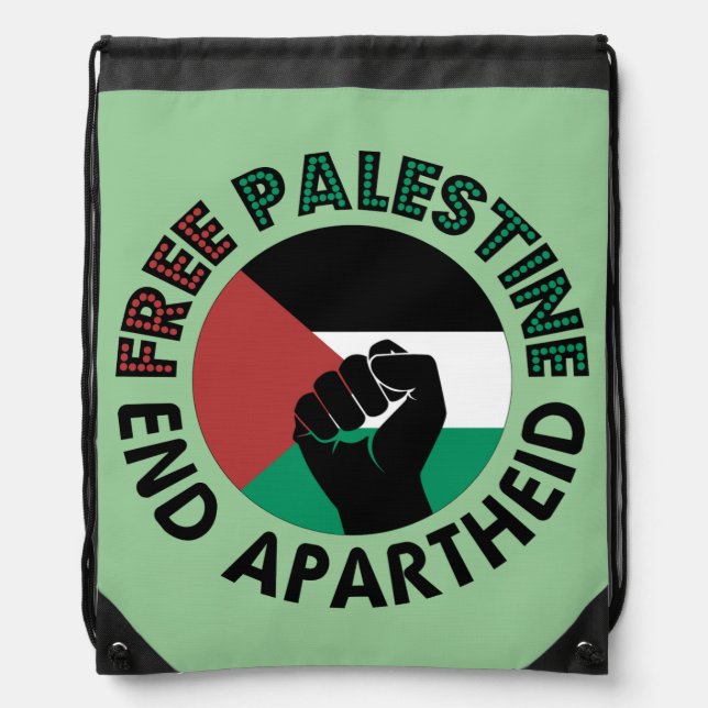 Free Palestine End Apartheid Palestine Flag Drawstring Bag (Front)