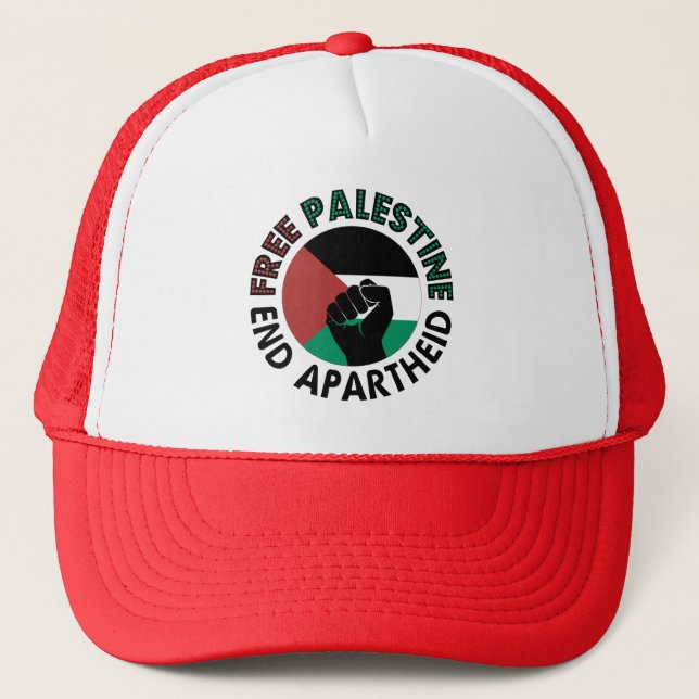 Free Palestine End Apartheid Palestine Flag Trucker Hat (Front)