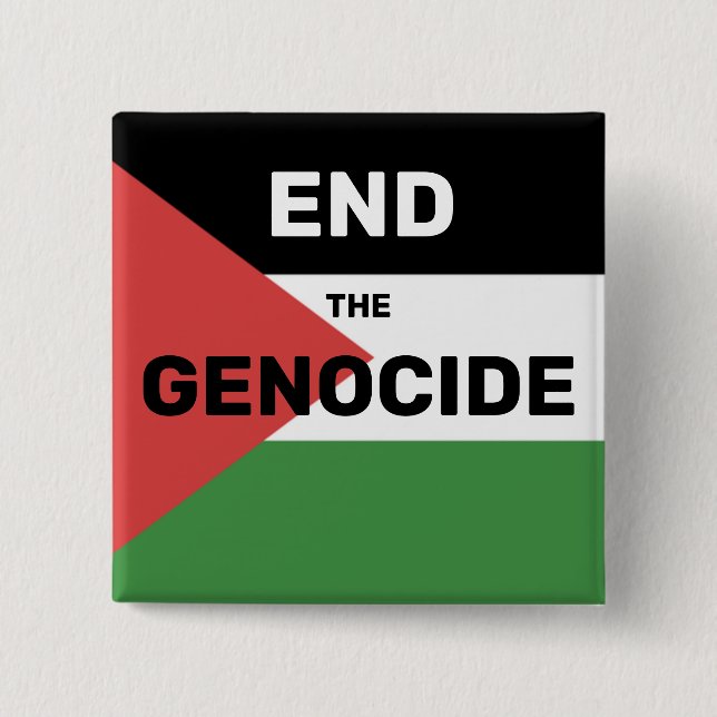 FREE PALESTINE END THE GENOCIDE FLAG RED GREEN  BUTTON (Front)