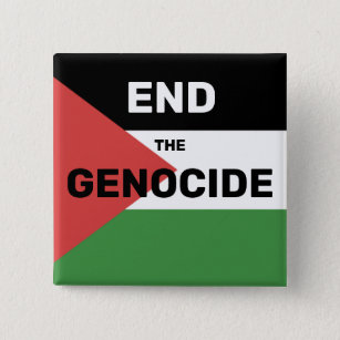 FREE PALESTINE END THE GENOCIDE FLAG RED GREEN  BUTTON