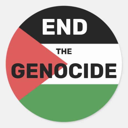 FREE PALESTINE END THE GENOCIDE FLAG RED GREEN  CLASSIC ROUND STICKER