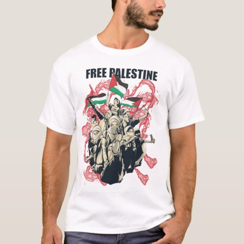 Free Palestine Flag Arabic Support T_Shirt