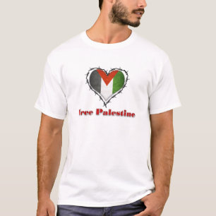 Free Palestine Flag Barbed Wire Heart Mens TShirt