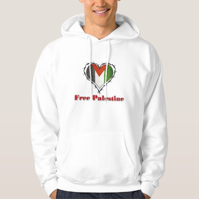 Free Palestine Flag Barbed Wire Mens Hoodie (Front)