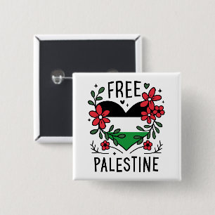 Free palestine flag button