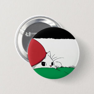 FREE PALESTINE Flag Cat Button