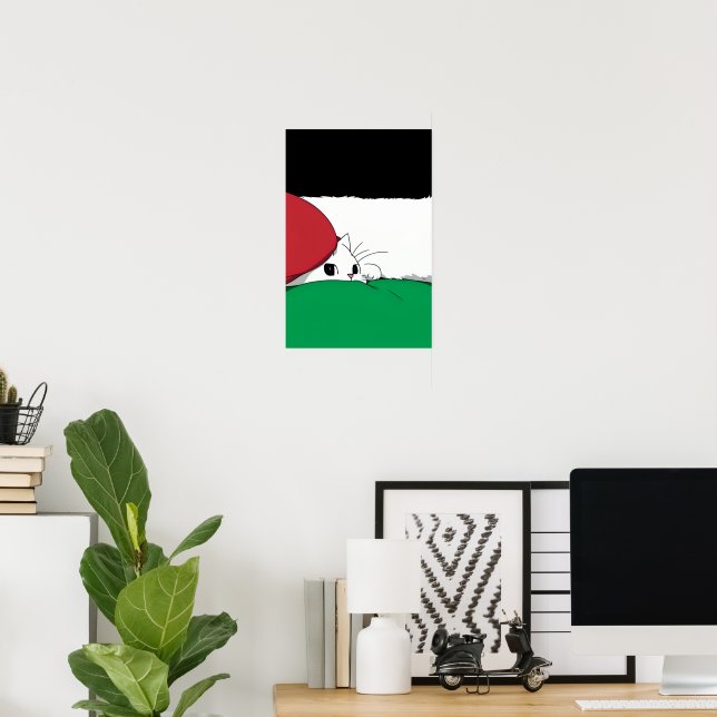 FREE PALESTINE Flag Cat Poster (Home Office)