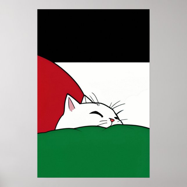 FREE PALESTINE Flag Cat Poster (Front)
