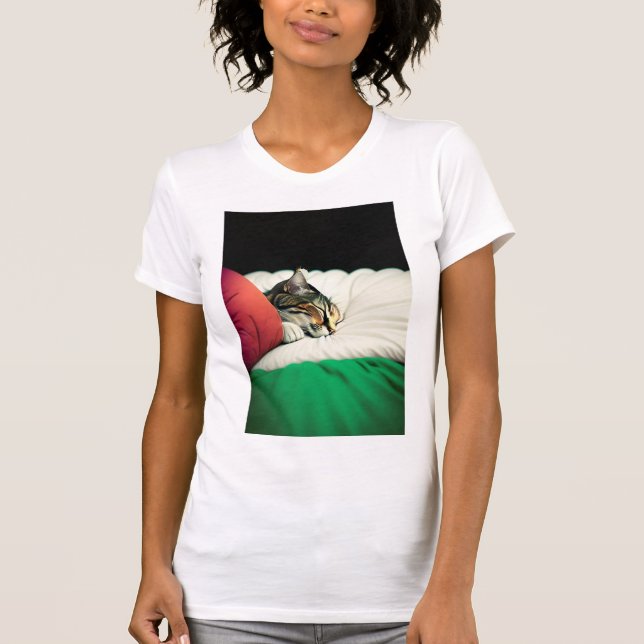 FREE PALESTINE Flag Cat  T-Shirt (Front)