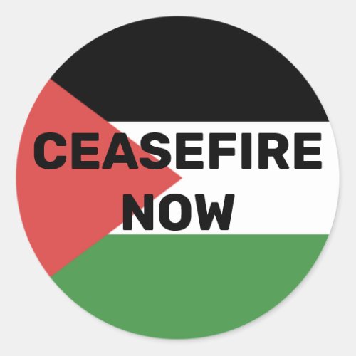 FREE PALESTINE FLAG CEASEFIRE NOW RED BLACK GREEN  CLASSIC ROUND STICKER