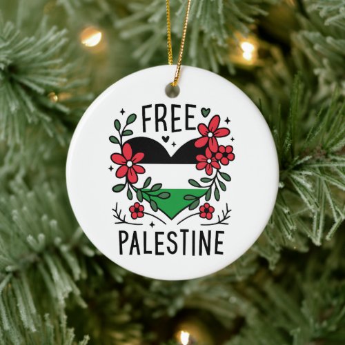 Free palestine flag ceramic ornament