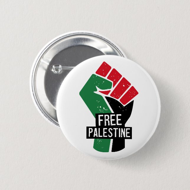 Free Palestine flag fist Button (Front & Back)