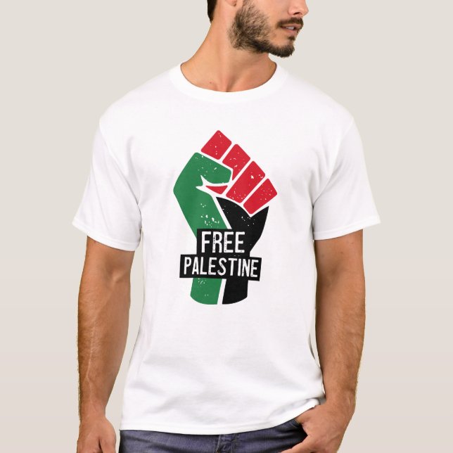 Free Palestine flag fist T-Shirt (Front)
