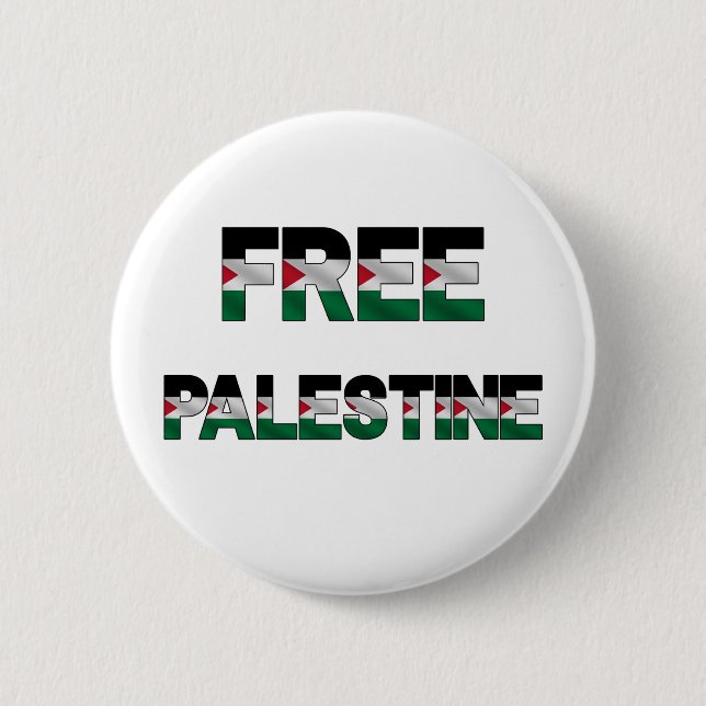 Free Palestine Flag Letters Unity Pride Freedom Button (Front)