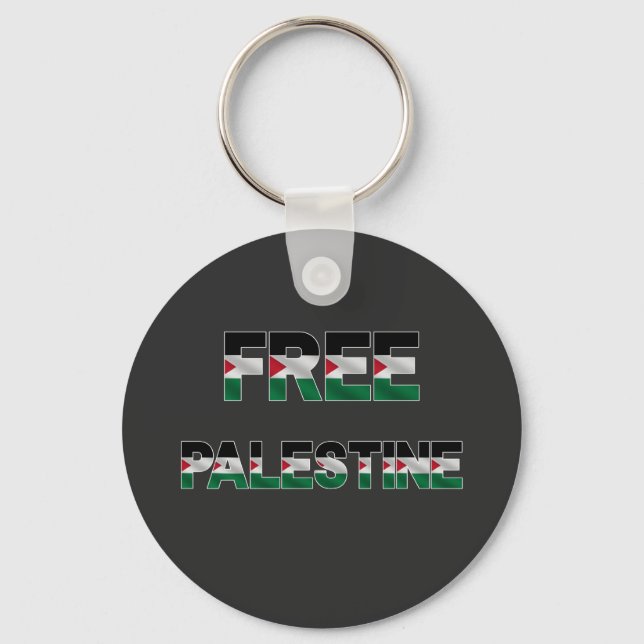 Free Palestine Flag Letters Unity Pride Freedom Keychain (Front)