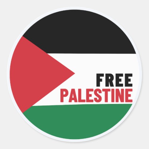 Free Palestine  Flag of Palestine  Anti War Classic Round Sticker