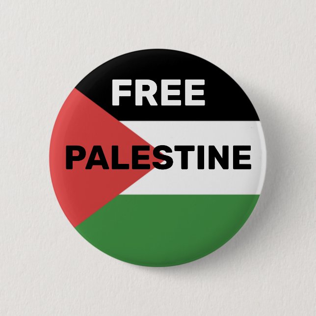 FREE PALESTINE FLAG RED BLACK GREEN WHITE BUTTON (Front)