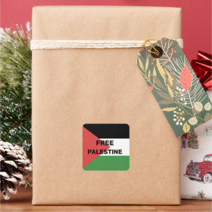 FREE PALESTINE FLAG RED BLACK GREEN WHITE SQUARE STICKER